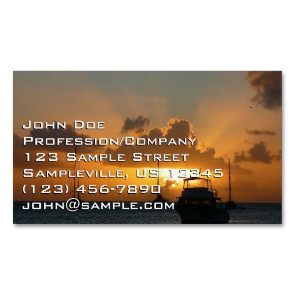 Ships and Sunset Tropical Seascape  Magnet