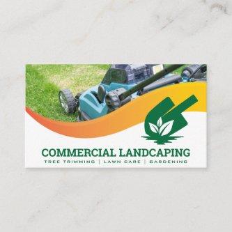 Shovel Leaf Logo | Lawnmower Cutting Grass