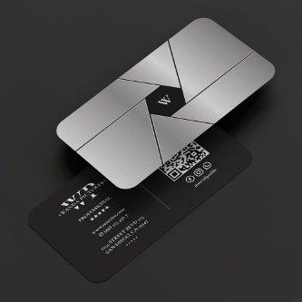 Shutter Lens Camera Elegant Black Silver Monogram
