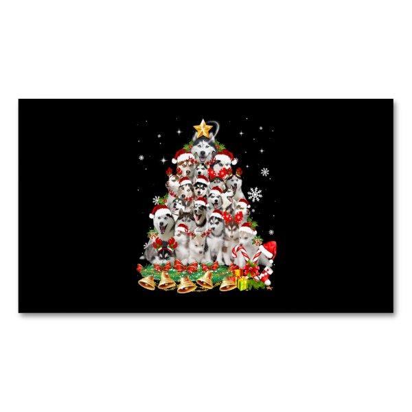 Siberian Husky Christmas Tree Lights Funny Dog  Magnet
