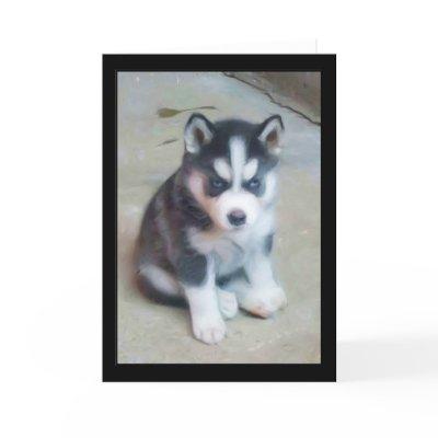 Siberian Husky puppy art Card