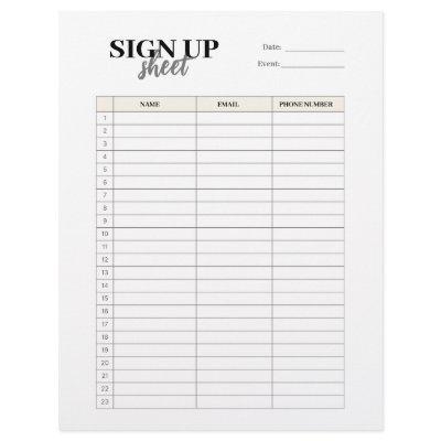 Sign up form template letterhead