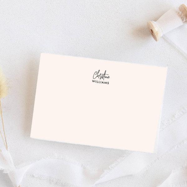 Signature Monogram Handwritten Script Blush pink Note Card