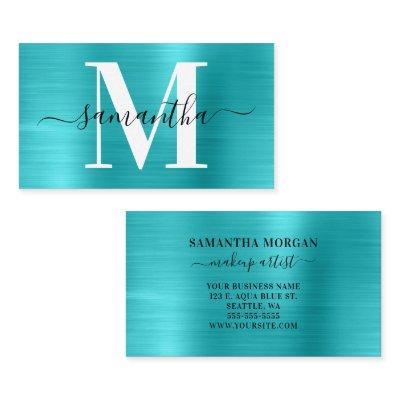 Signature Monogram Turquoise Blue Shimmer