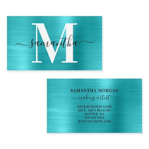 Signature Monogram Turquoise Blue Shimmer