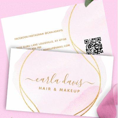 Signature Script Blush Pink Watercolor Gold QR
