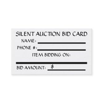 Silent Auction Bid Card (White)