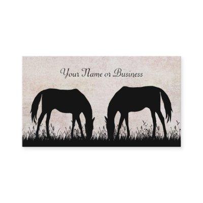 Silhouette Horses Grazing Business or Personal Calling Card
