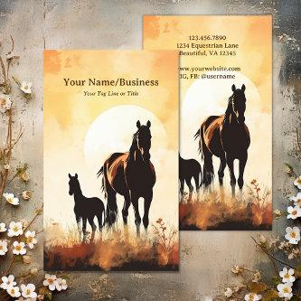 Silhouette Mare and Foal Horse Sunset Equestrian
