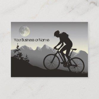 Silhouette Mountain Bike Mountains and Full Moon