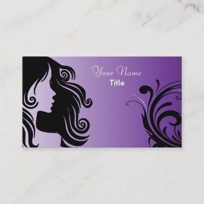 Silhouette Woman Hair Stylist in Purple