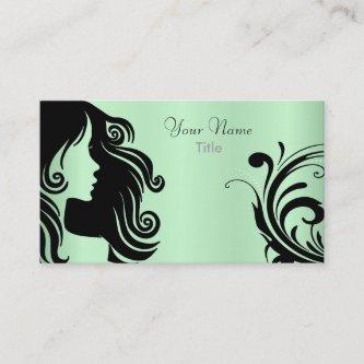 Silhouette Woman Hair Stylist - Mint Green