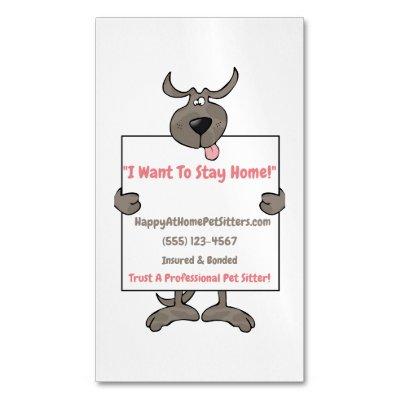 Silly Gray Dog Holding Picket Sign Pet Sitter  Magnet