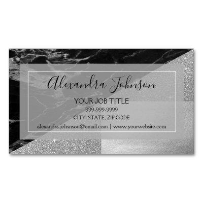 Silver and Black Geometric  Magnet