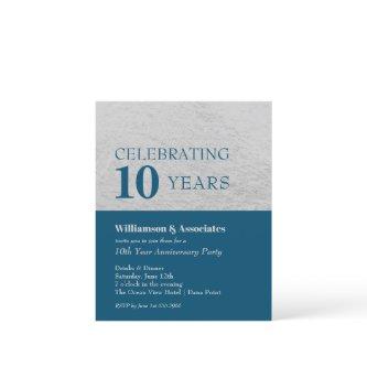 Silver and Blue Business Anniversary Invitations