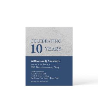 Silver and Navy Budget Business Anniversary Invite