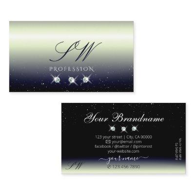 Silver Blue Black Gradient Sparkle Jewels Initials