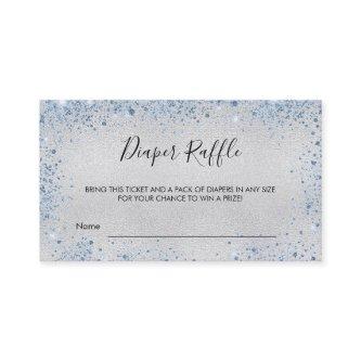 Silver blue glitter boy diaper raffle ticket