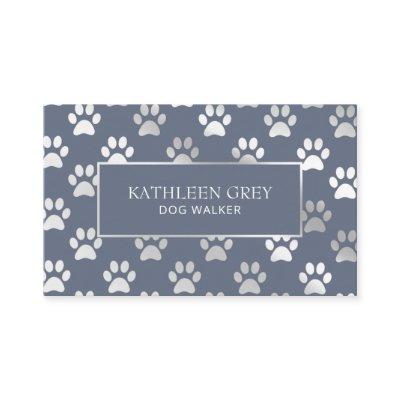 Silver Blue Paw Print Pattern | Pet Groomer