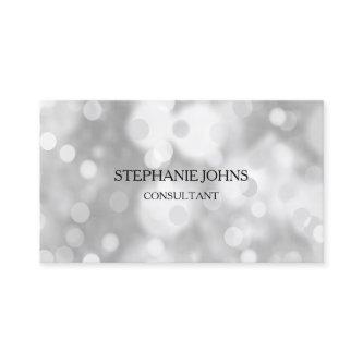 Silver Bokeh Patterns Monogram Name Black White