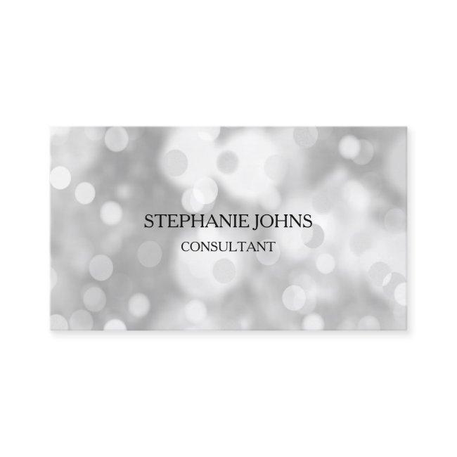 Silver Bokeh Patterns Monogram Name Black White