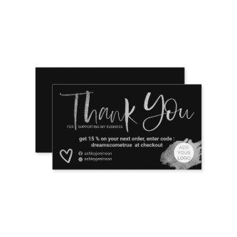 Silver brush font black chic order thank you