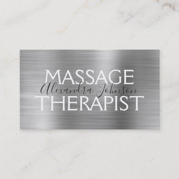 Silver Brushed Metal Massage Therapist