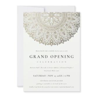 Silver Classy Ornate Mandala Grand Opening Invite