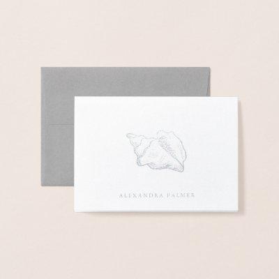 Silver Conch Shell | Personalized Foil Card