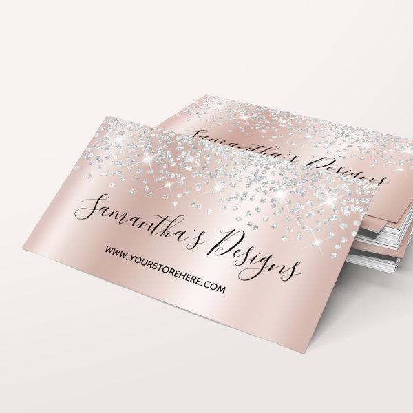 Silver Confetti Glitter Rose Gold Gradient