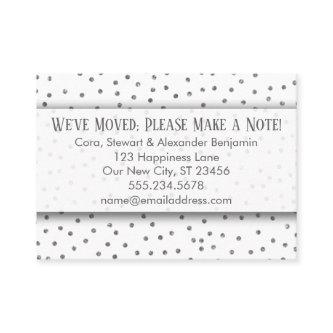 Silver Confetti on White Change of Address Card