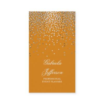 Silver Confetti Orange Elegant Glamour Vintage