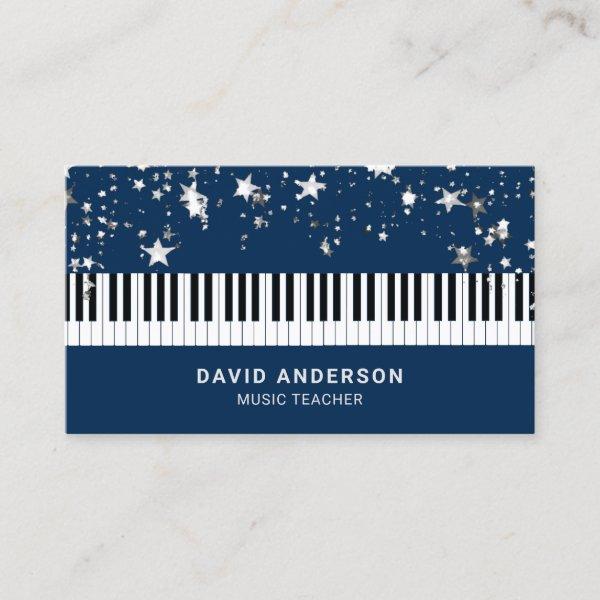 Silver Confetti Piano Keyboard Musician Pianist