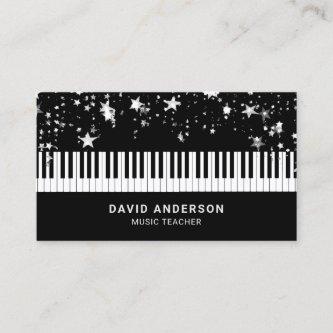 Silver Confetti Piano Keyboard Musician Pianist