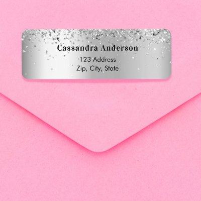 Silver confetti return address label