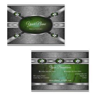 Silver Effects Green Marble with Faux Gemstones