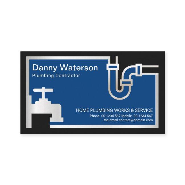 Silver Faucet Pipe Blue Flood Waters Plumber