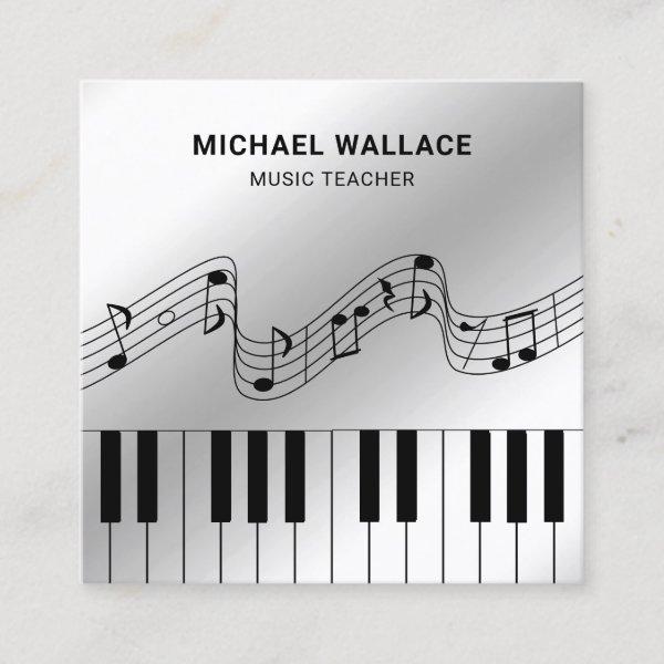Silver Foil Piano Keyboard Musician Pianist Square