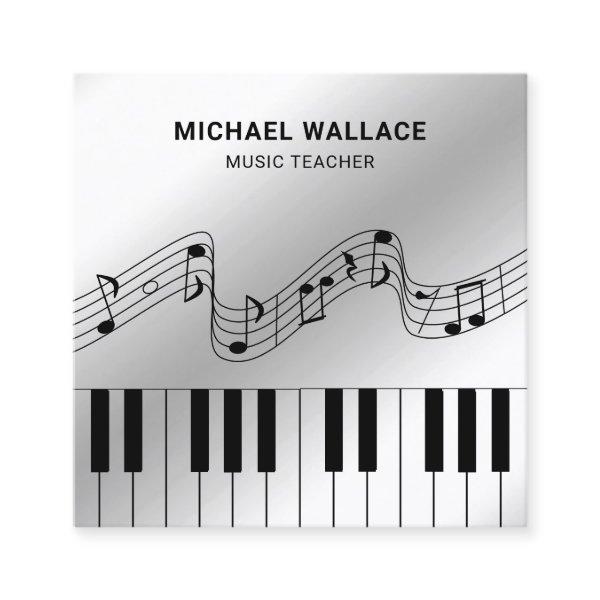 Silver Foil Piano Keyboard Musician Pianist Square