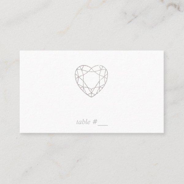 Silver geometric heart place cards - flat