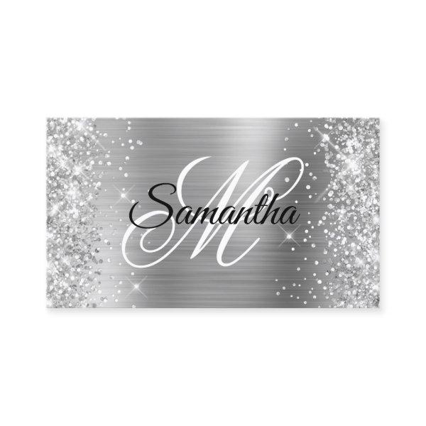 Silver Glitter and Foil Fancy Monogram Profile