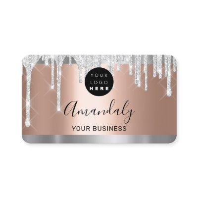 Silver Glitter Drips Frame Qr Code Logo Rose Gold