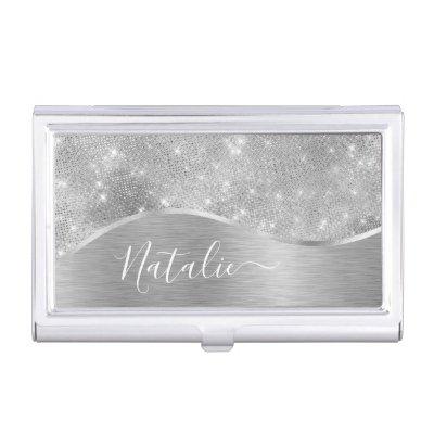 Silver Glitter Glam Bling Personalized Metallic  Case