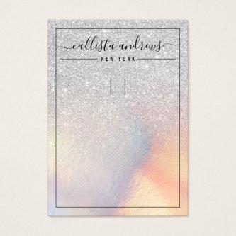 Silver Glitter Iridescent Keychain Display Card