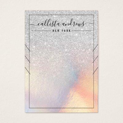Silver Glitter Iridescent Necklace Display Card