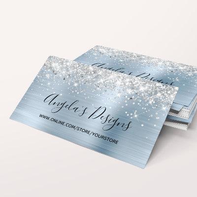 Silver Glitter Light Blue Faux Foil Online Store