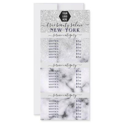 Silver Glitter Marble Ombre Logo Salon Price List