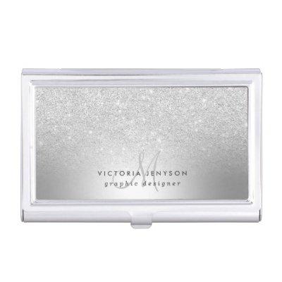 Silver glitter ombre metallic foil monogram  case