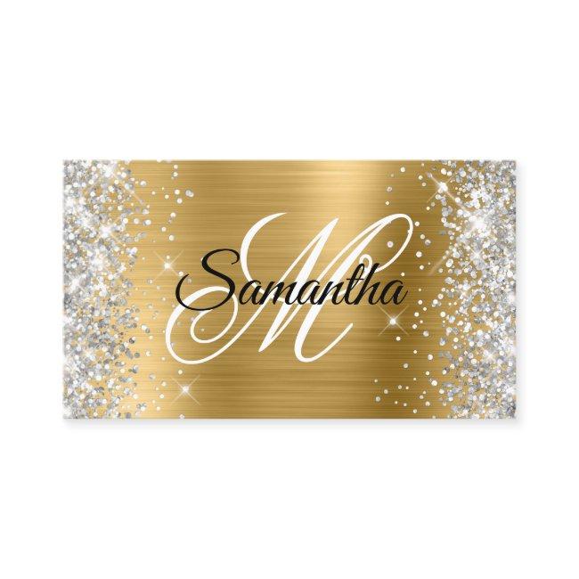Silver Glitter Shiny Gold Foil Fancy Monogram