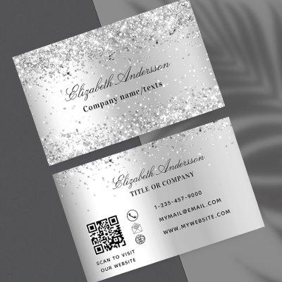 Silver glitter sparkle dust elegant QR code